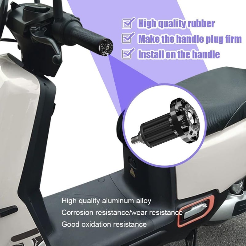 Lecctso 2PCS Universal Motorcycle Bar End Plug, Aluminum Alloy Handlebar Grip End Caps, 7/8" 22mm Moto Grips Ends Replacement for Kawasaki, Suzuki, Yamaha, Ducati (Black) - Image 4